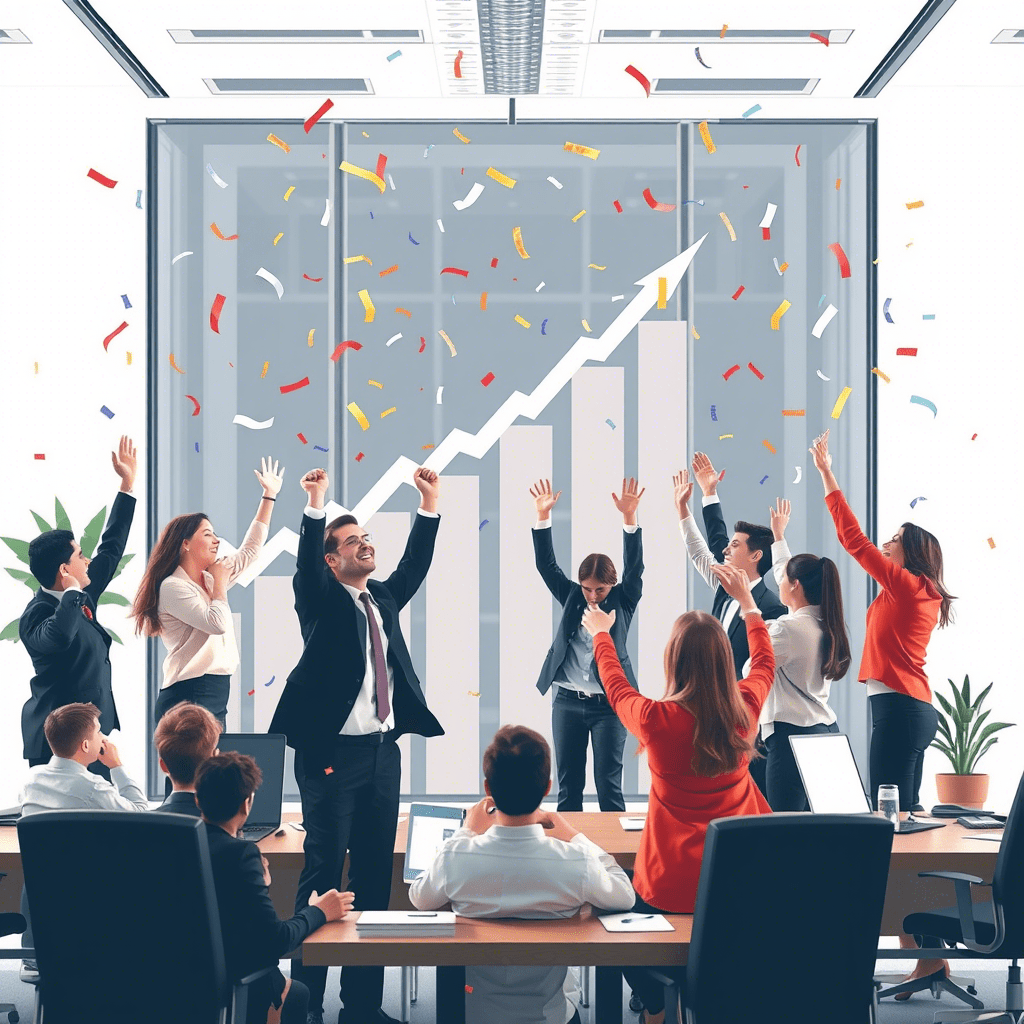 Business progress creating a very lively scene with a simple background.png
